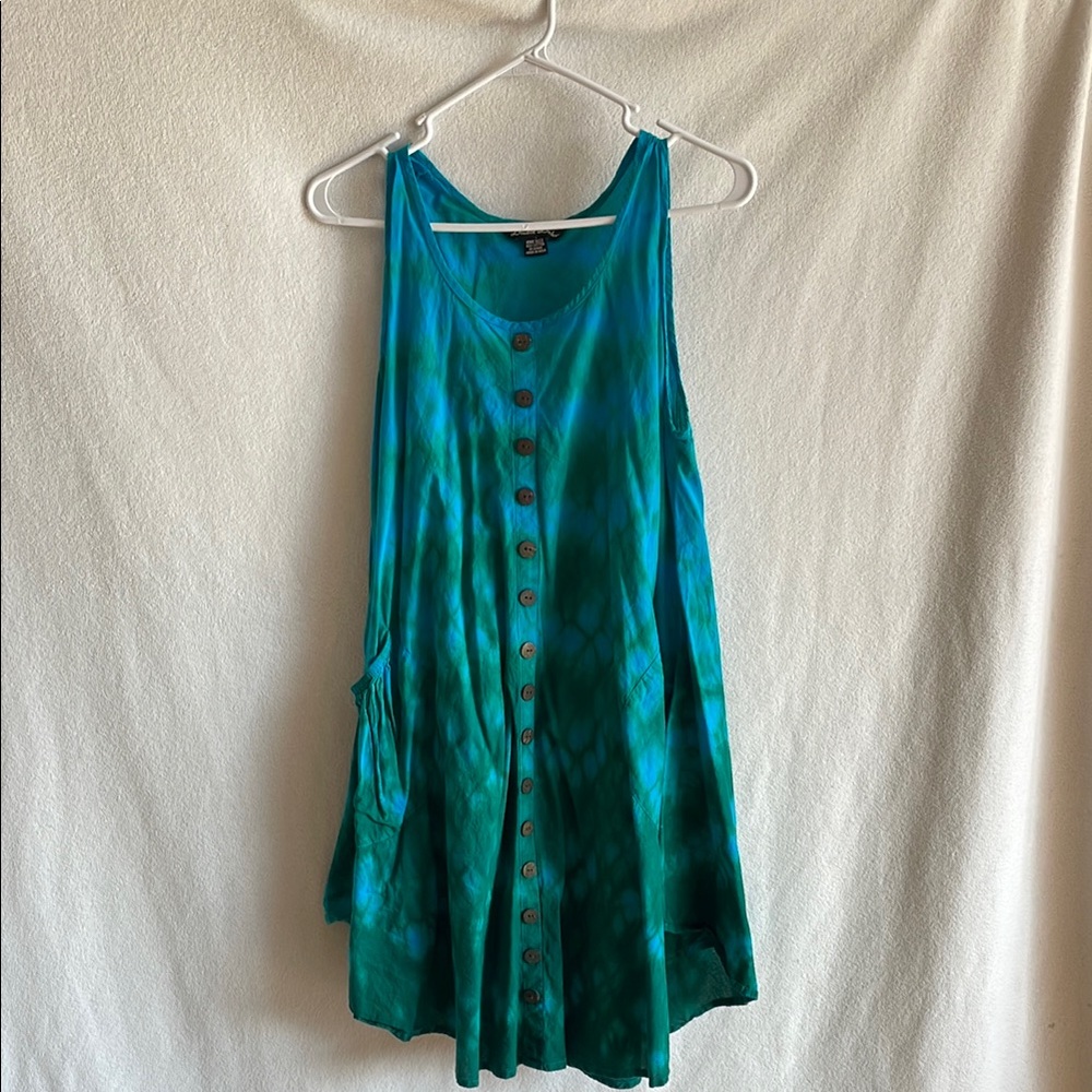 Women's Blue-Green Sleeveless Dress